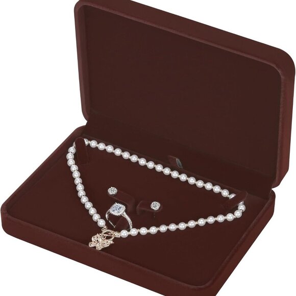 Large Velvet Jewelry Set Box, Big Necklace and Ring Earring Pendant Gift Box, Pe - Picture 1 of 6
